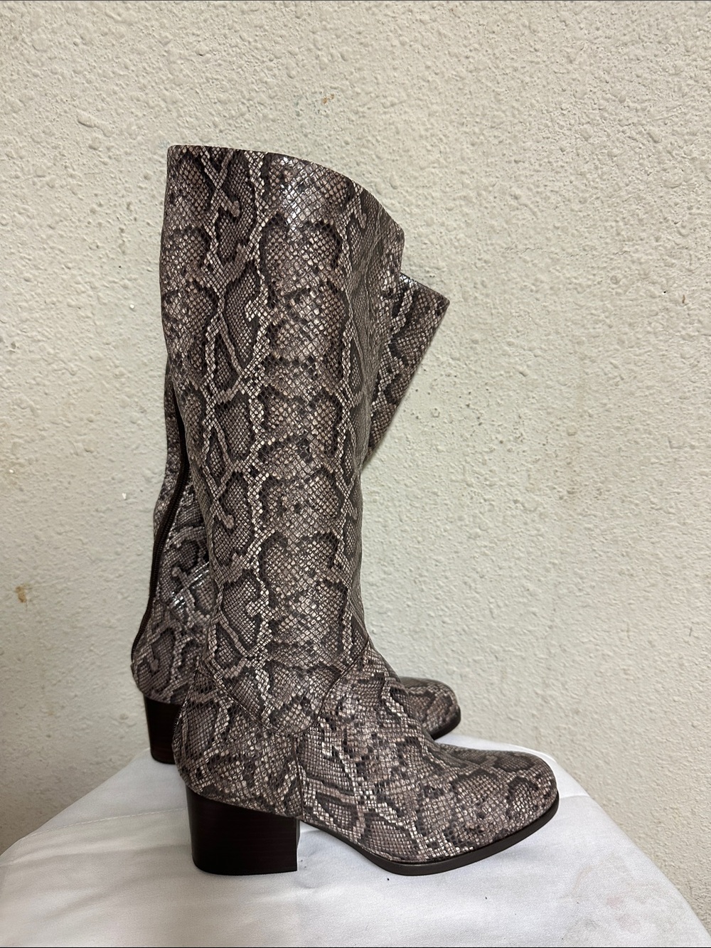 Born Snake-Print Over-the-Knee Boots - Gray